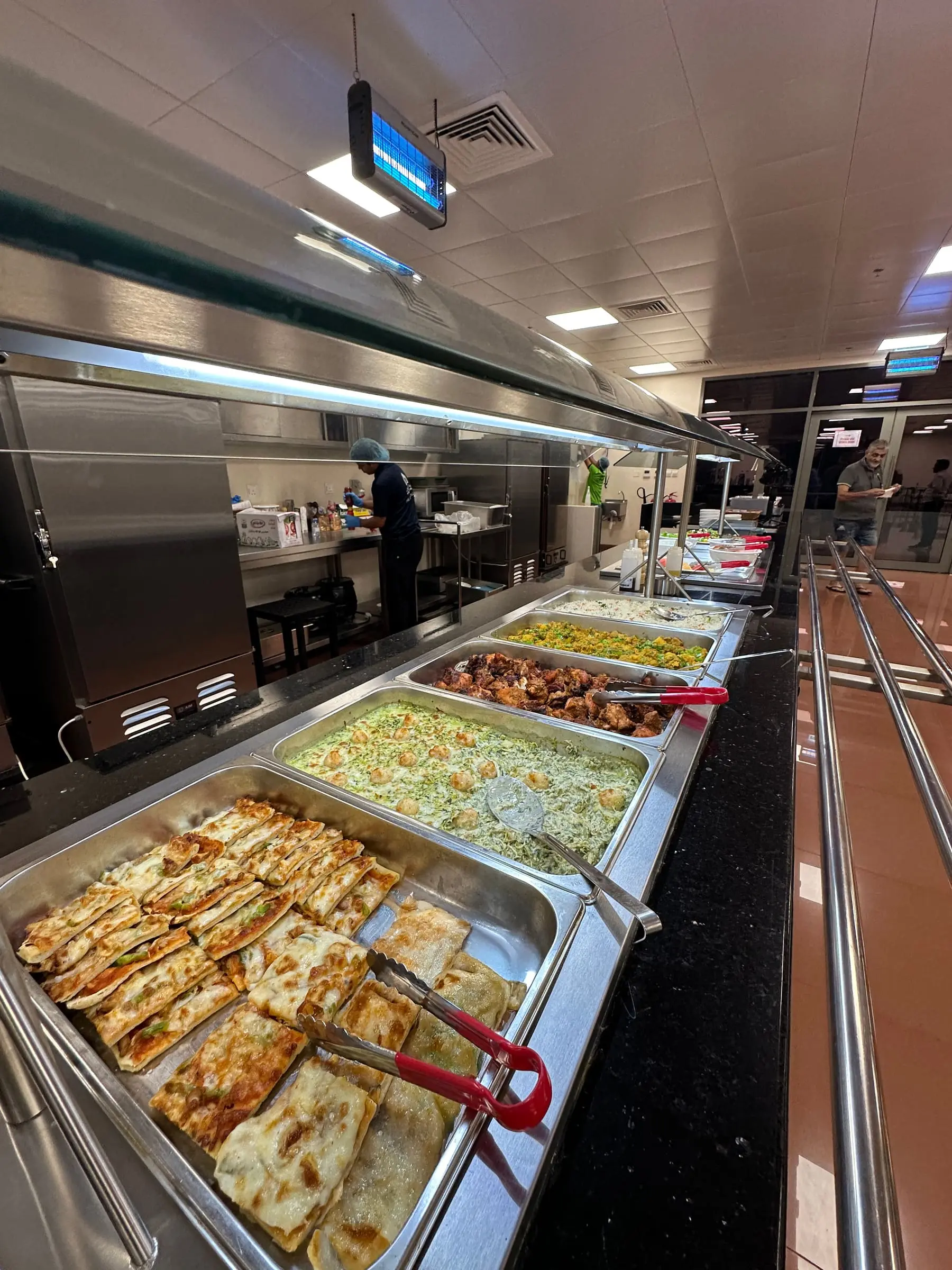 Hot dishes at the buffet counter