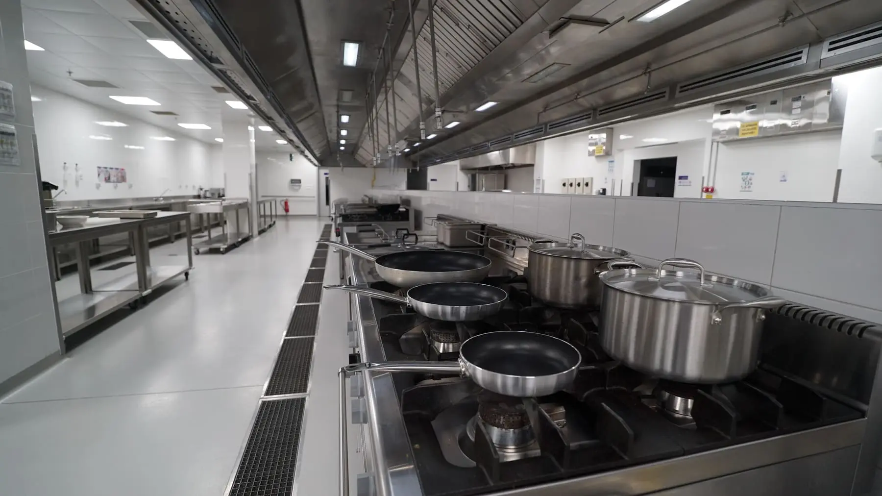 The central kitchen with commercial cooking equipment