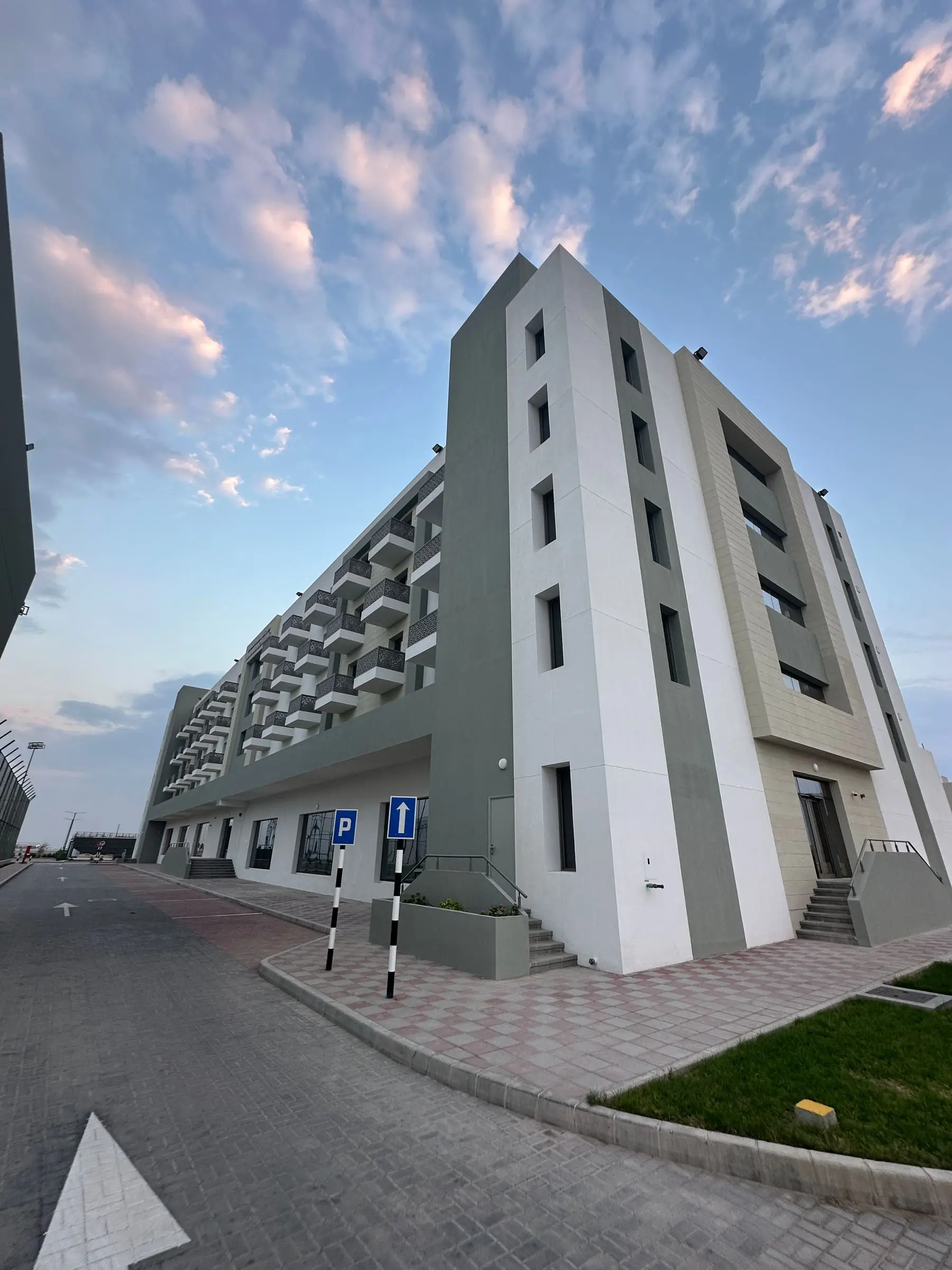 Corner of a residential block with balconies