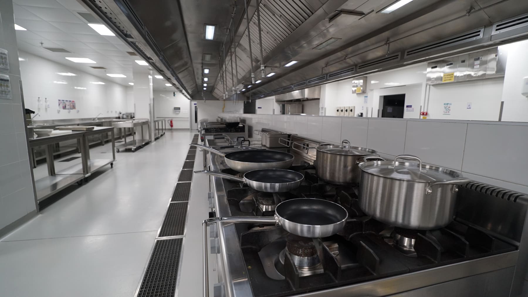 The central kitchen with commercial cooking equipment